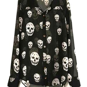 Plus size sheer skull shirt